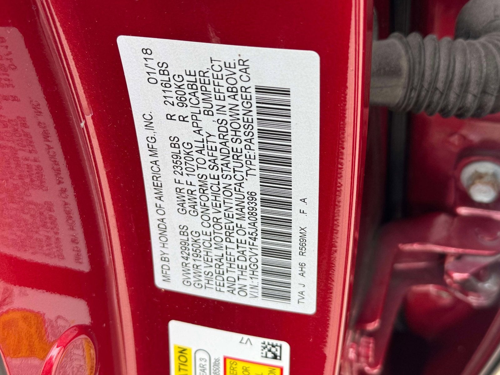 2018 Honda Accord EX 1.5T