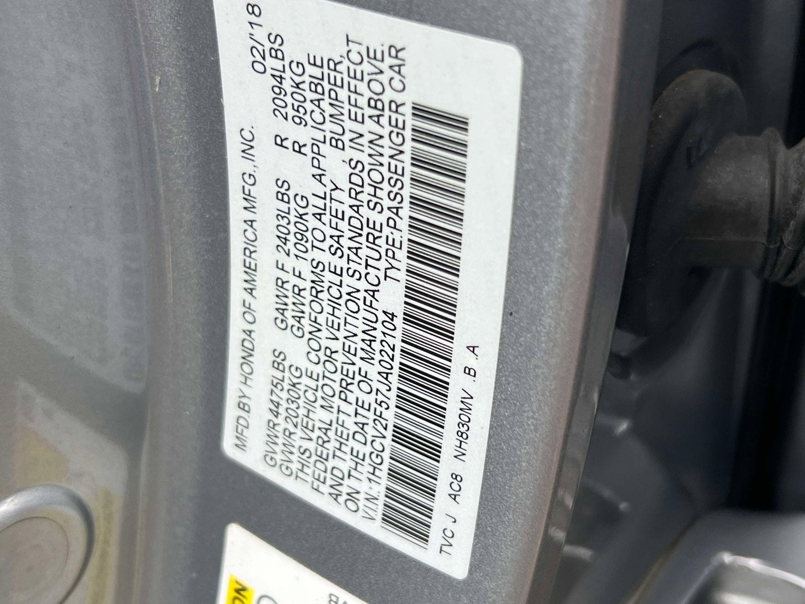 2018 Honda Accord EX-L 2.0T