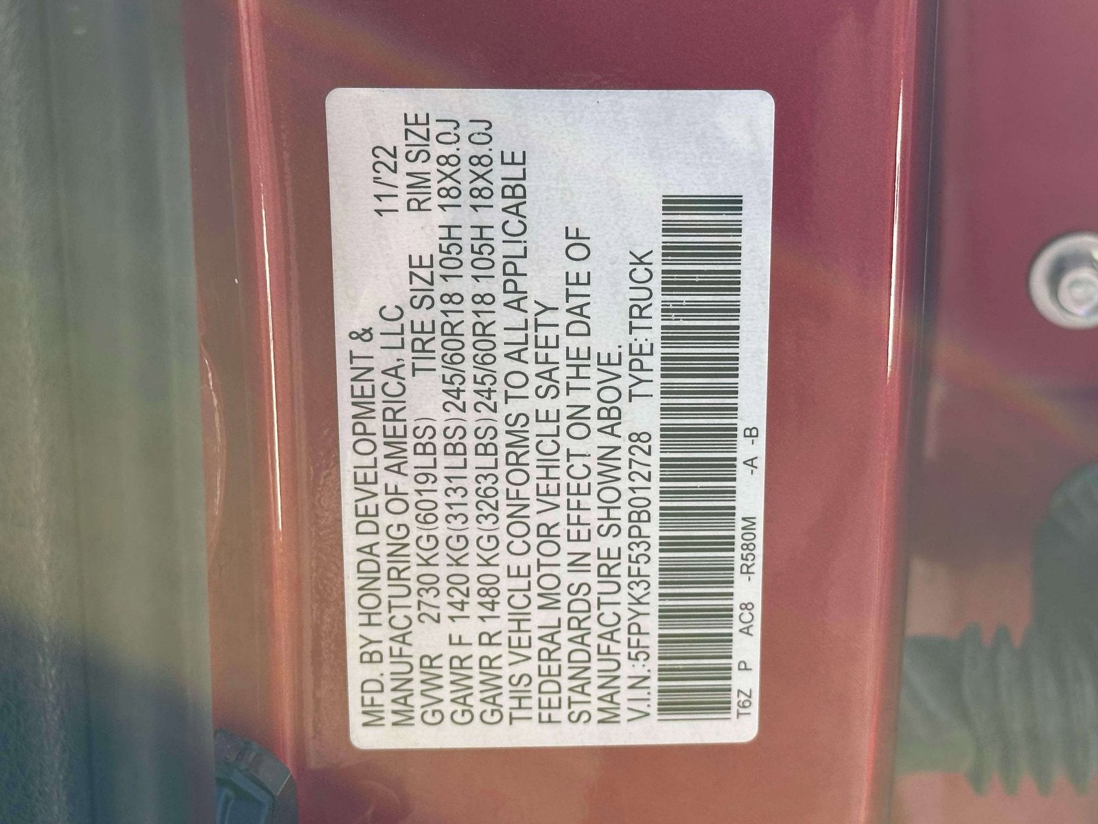 2023 Honda Ridgeline RTL