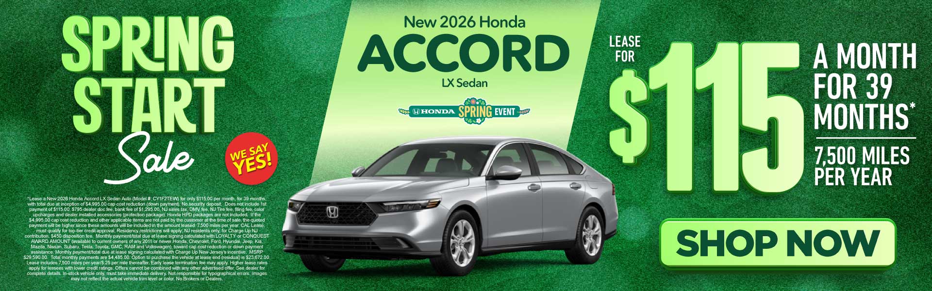 New 2026 Honda Accord LX Sedan	"Lease for $115/mo for 39 mos