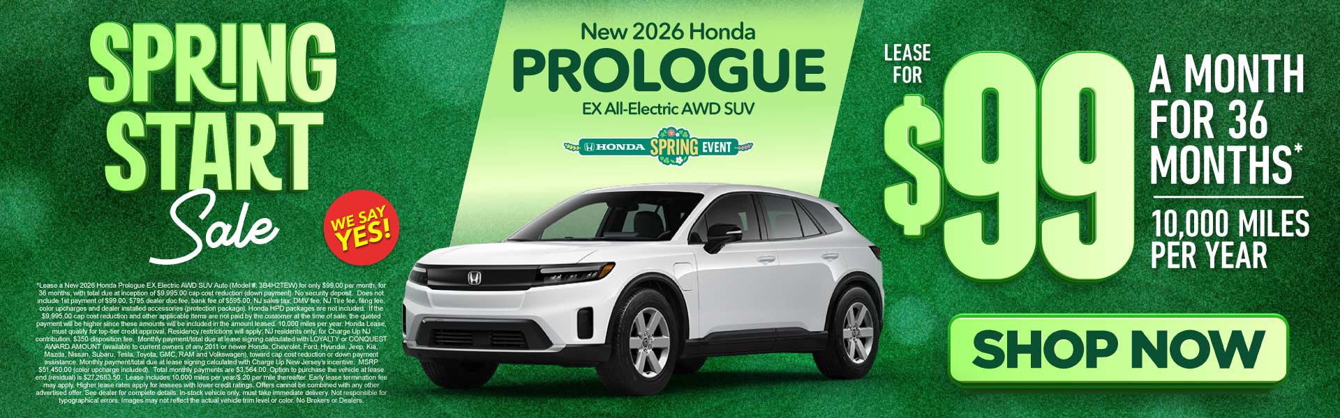 New 2026 Honda Prologue EX All-Electric AWD SUV	"Lease for $