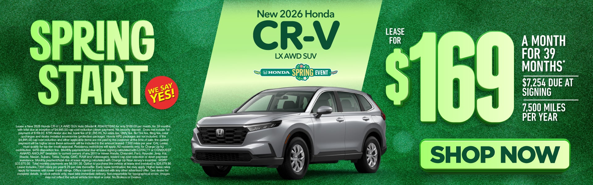 New 2026 Honda CR-V LX AWD SUV	"Lease for $169/mo for 39 mos