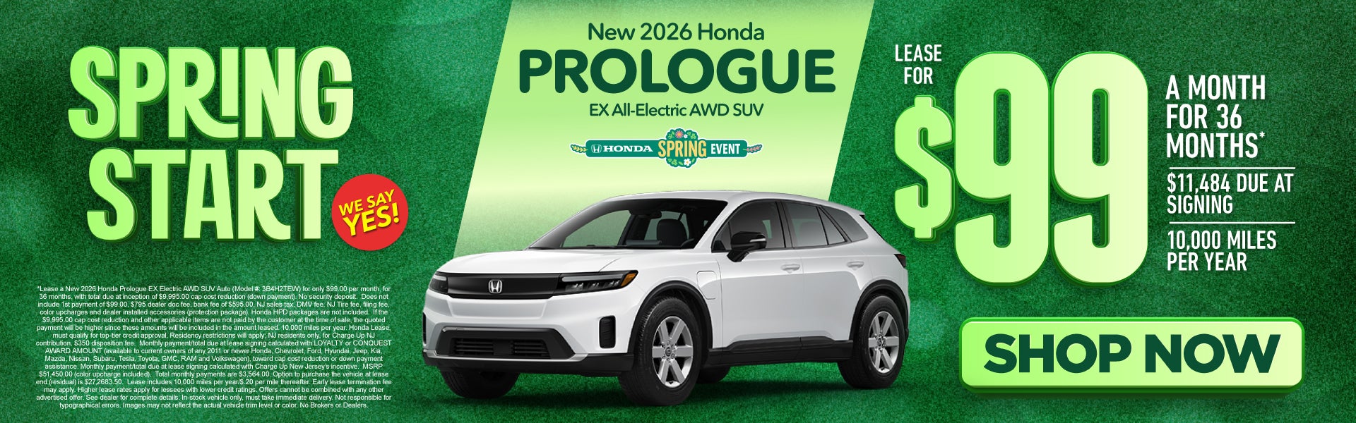 New 2026 Honda Prologue EX All-Electric AWD SUV	"Lease for $
