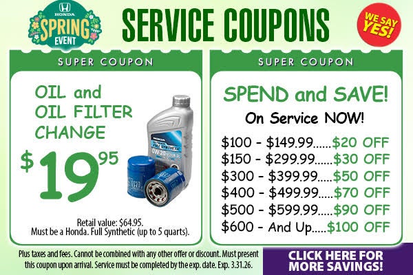 Honda Service Coupons!